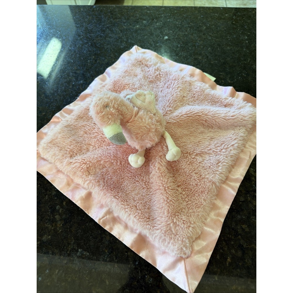 Cloud‎ Island Pink Flamingo Security Blanket Lovey Satin Trim Plush Baby